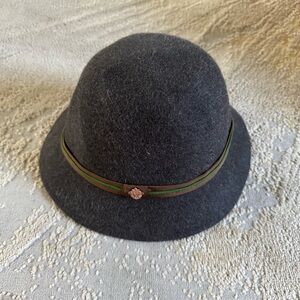Hutmacher Zapf felt gray hat brown olive green ribbon with gold